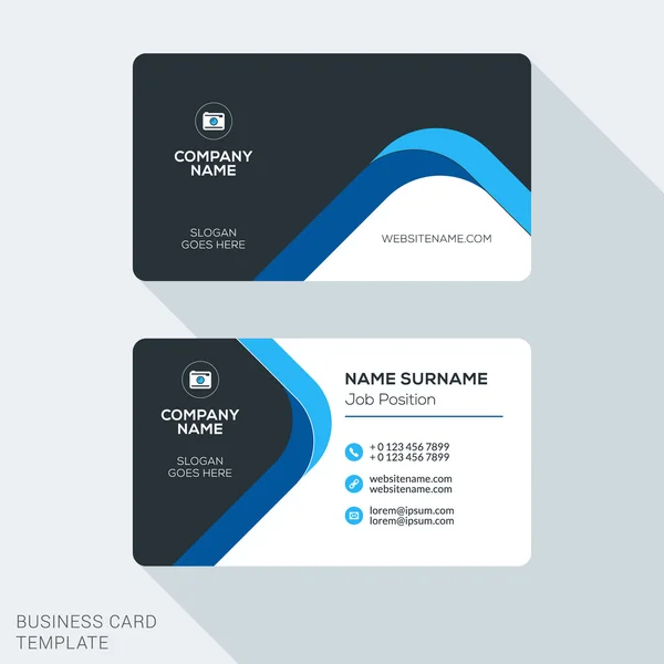 Creative and Clean Corporate Business Card Template. Flat Design Vector Illustration. Stationery Design — Stock Vector