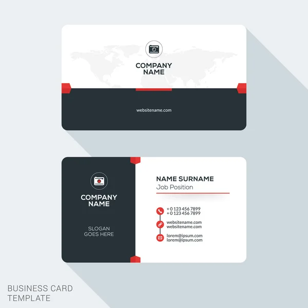 Creative and Clean Corporate Business Card Template. Векторная иллюстрация плоского дизайна. Канцелярский дизайн — стоковый вектор