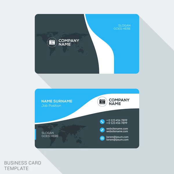 Modelo de cartão de visita corporativo criativo e limpo. Ilustração vetorial de design plano. Design de artigos de papelaria — Vetor de Stock