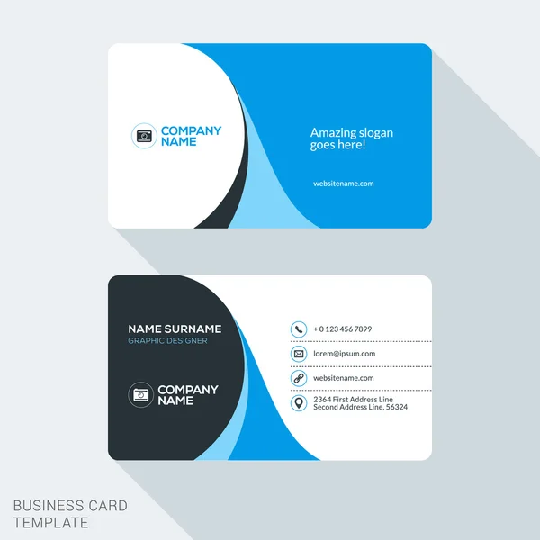 創造的でクリーンな企業のビジネス カードのテンプレートです。フラットなデザインのベクトル図です。文具デザイン — ストックベクタ