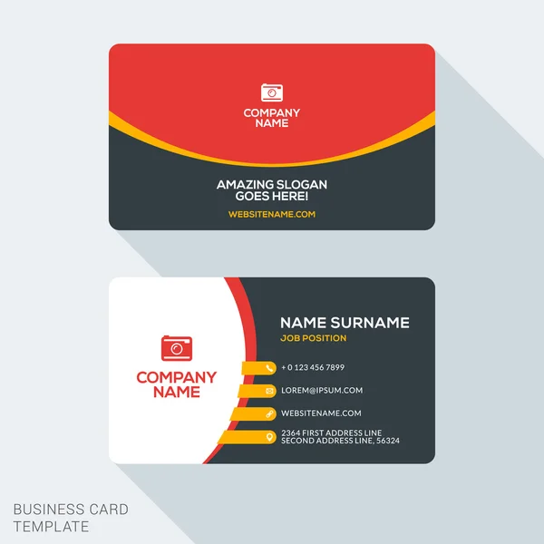 Creative and Clean Corporate Business Card Template. Векторная иллюстрация плоского дизайна. Канцелярский дизайн — стоковый вектор