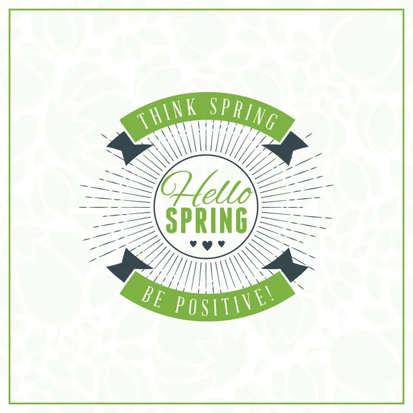 Primavera Vintage estilo retro tipográfico insignia o etiqueta. Ilustración vectorial de primavera. Hola Spring. Diseño de tarjeta de felicitación — Vector de stock