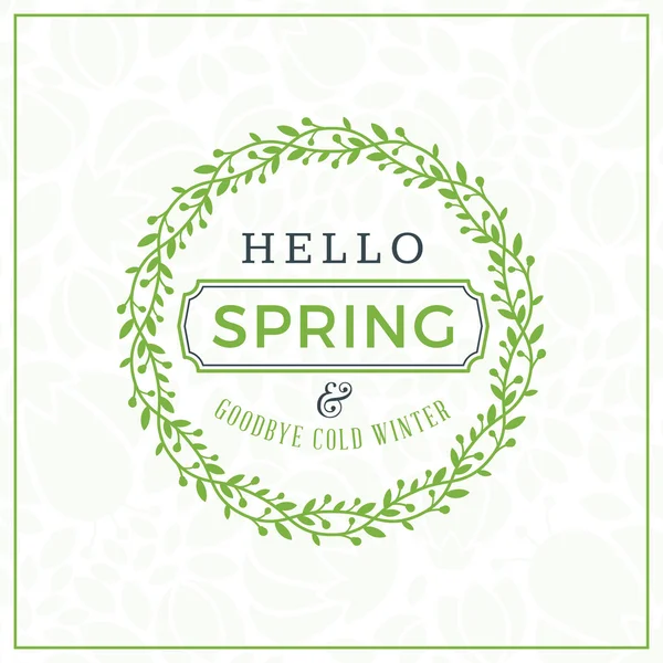 春ヴィンテージのレトロなスタイルの文字体裁バッジまたはラベル。春のベクトル図です。こんにちは春。グリーティング カード デザイン — ストックベクタ