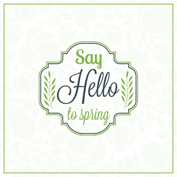 Primavera Vintage estilo retro tipográfico insignia o etiqueta. Ilustración vectorial de primavera. Hola Spring. Diseño de tarjeta de felicitación — Archivo Imágenes Vectoriales