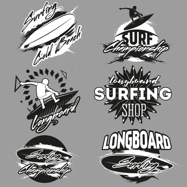 Készlet-ból szörfözés címke, jelvény és látványelemek — Stock Vector