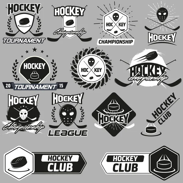 Juego de etiquetas de hockey — Vector de stock