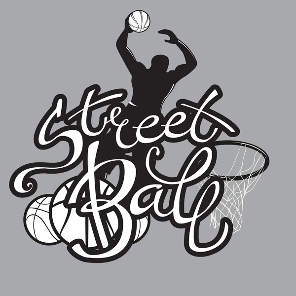 Streetball lettering label — Stock Vector