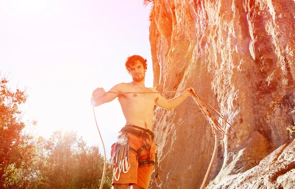 Climber with the rope — Stock Photo, Image