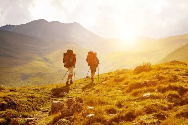 Hikers in the mountains Royalty Free Stock Images