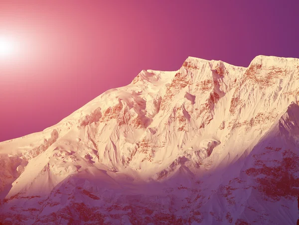 Mountain peak in the Annapurna ridge at sunset, Himalayas, Nepal — Stock Photo, Image