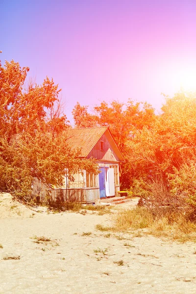 Wooden bungalow on the beach — Stock Photo, Image