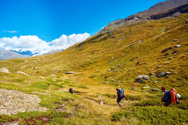 Caminhantes nas montanhas — Fotografia de Stock