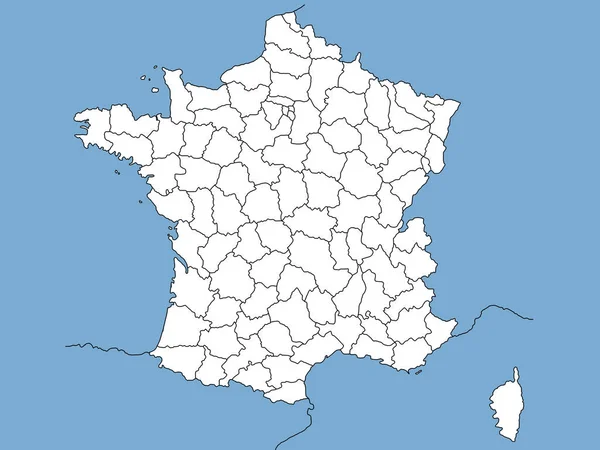 フランスの政治地図のスケッチと青い海の色 ストックフォト