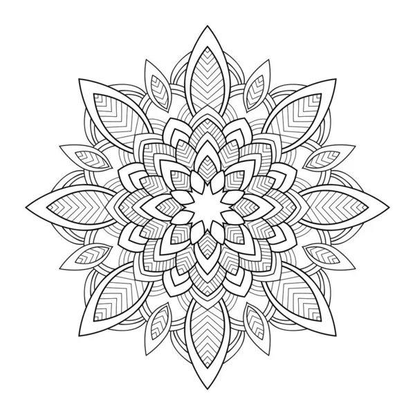 Абстрактная Полосатая Мандала Простым Рисунком Белом Изолированном Фоне Раскраски Страниц — стоковый вектор