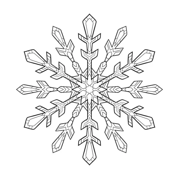 Mandala Flocon Neige Avec Des Motifs Doux Sur Fond Blanc — Image vectorielle