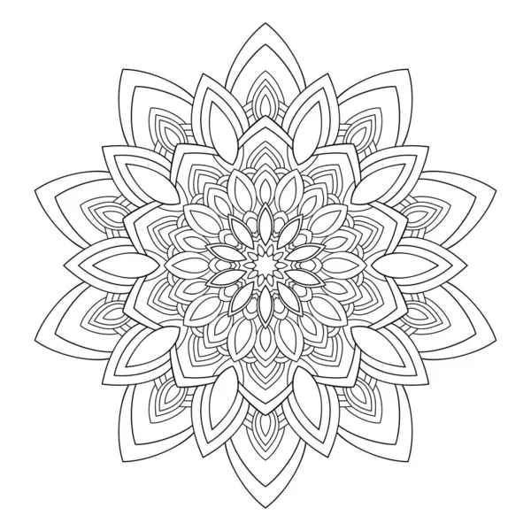 Декоративная Мандала Простым Естественным Рисунком Белом Изолированном Фоне Страницы Раскраской — стоковый вектор