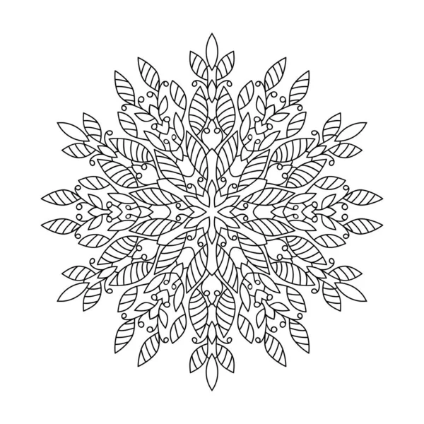 Mandala Fantaisie Florale Avec Des Feuilles Des Motifs Rayés Sur — Image vectorielle