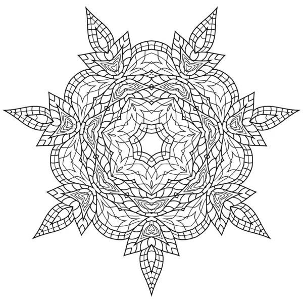 Mandala Abstrait Décoratif Avec Motif Rayé Sur Fond Blanc Isolé — Image vectorielle