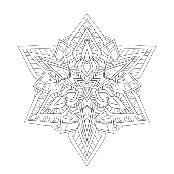 Mandala Decorativo Copo Nieve Con Patrón Geometría Sobre Fondo Blanco — Archivo Imágenes Vectoriales
