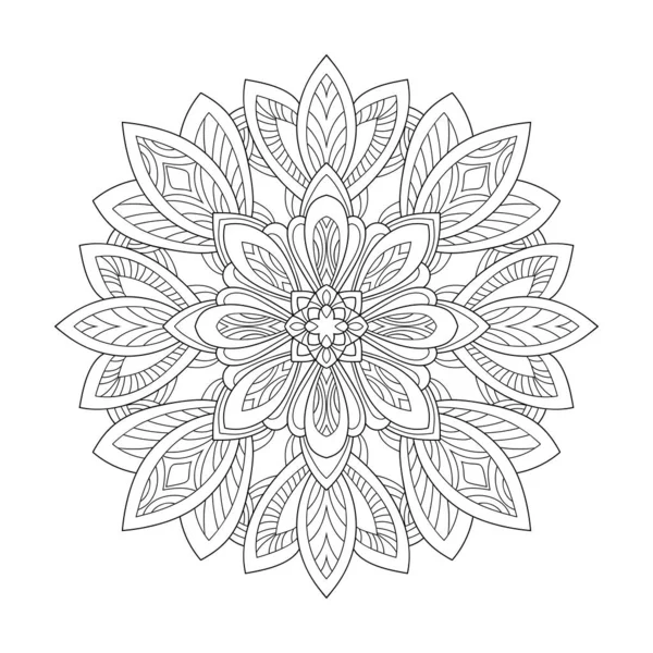 Декоративная Цветочная Мандала Мелким Средним Рисунком Белом Изолированном Фоне Раскраски — стоковый вектор