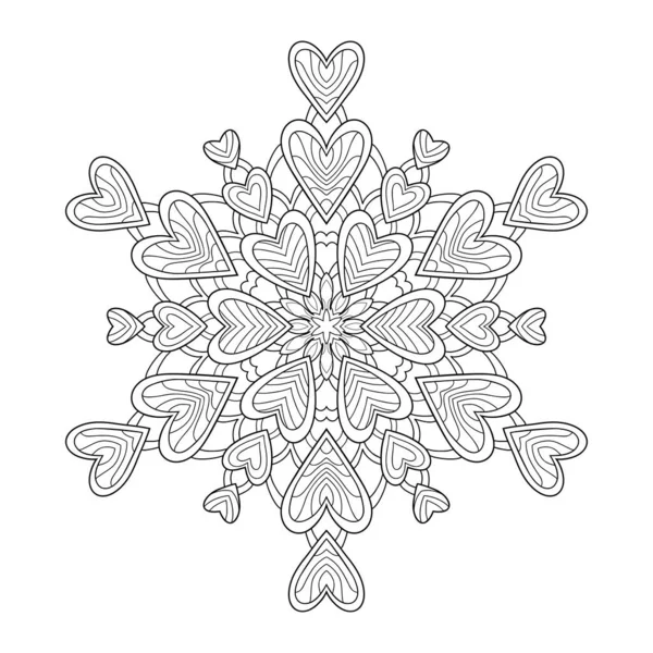 Dekoratives Mandala Mit Herz Und Floralen Mustern Auf Weißem Hintergrund — Stockvektor