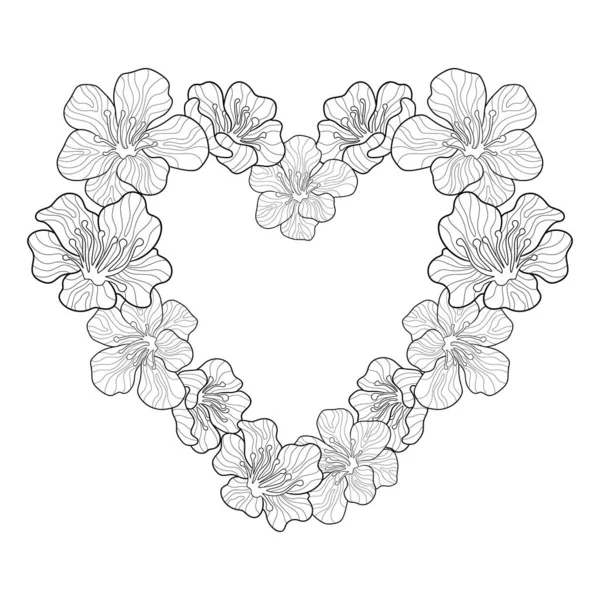 Fleurs Pomme Avec Des Motifs Simples Forme Coeur Sur Fond — Image vectorielle