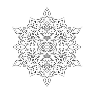 Beyaz izole arka planda çiçek desenli dekoratif vintage mandala. Boyama kitabı sayfaları için.