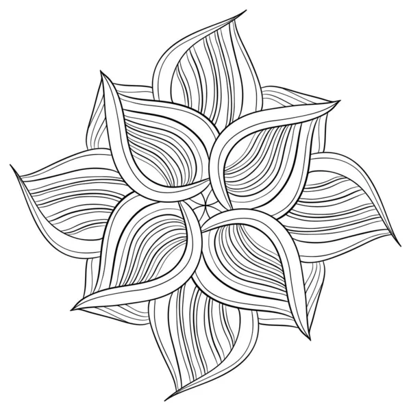 Beyaz izole arka planda çizgili desenli basit dekoratif mandala. Boyama kitabı için uygun.