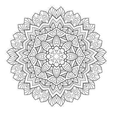 Beyaz izole edilmiş arka planda küçük ve orta desenli mandala. Boyama kitabı sayfaları için.