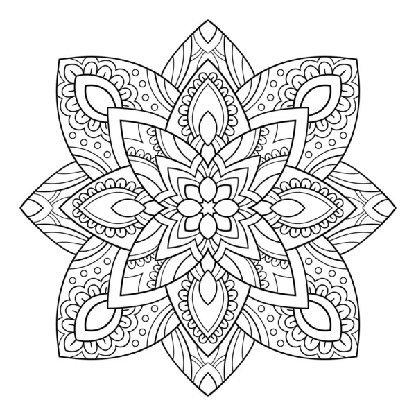 Mandala Decorativa Com Elementos Florais Clássicos Sobre Fundo Isolado Branco — Vetor de Stock