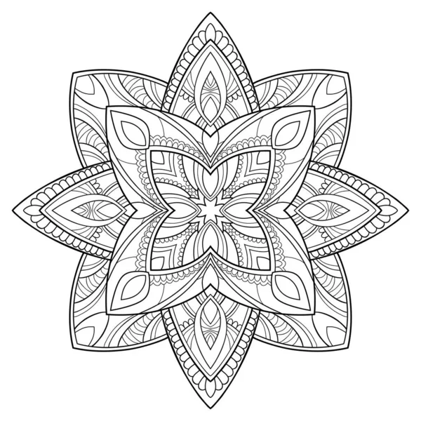 Mandala Décoratif Avec Des Éléments Floraux Classiques Sur Fond Blanc — Image vectorielle