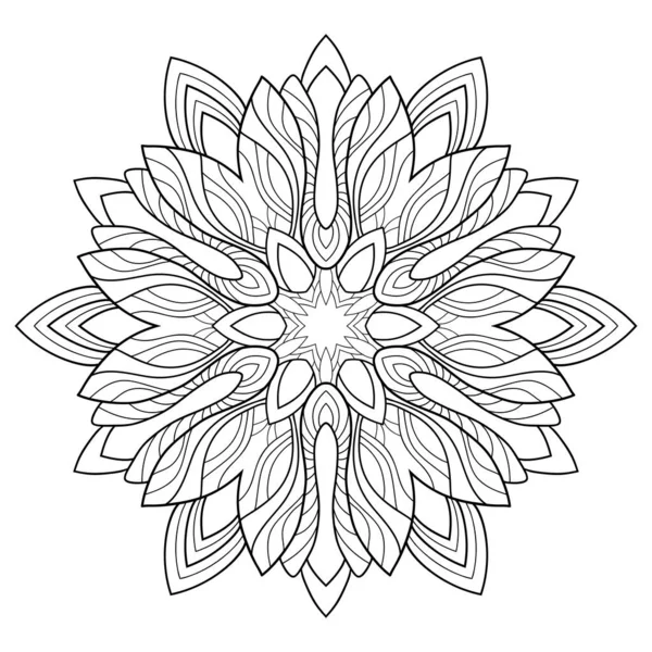 Mandala Decorativo Con Motivos Florales Sobre Fondo Blanco Aislado Adecuado — Archivo Imágenes Vectoriales