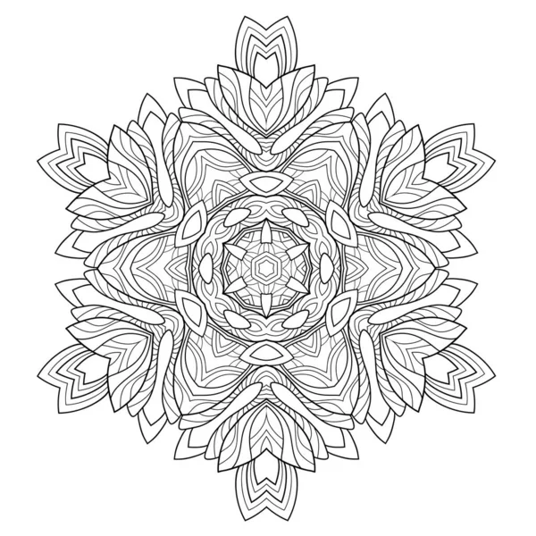 Mandala Decorativo Con Motivos Florales Sobre Fondo Blanco Aislado Adecuado — Vector de stock
