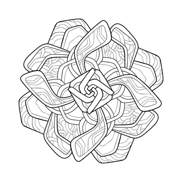 Beyaz yalıtılmış arka planda Kelt ve çiçek desenli dekoratif mandala. Boyama kitabı sayfaları, poster, kart için uygun.