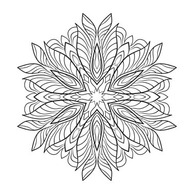 Çizgili desenleri ve beyaz izole edilmiş arka planda yaprakları olan çiçek mandalası. Boyama kitabı sayfaları için.