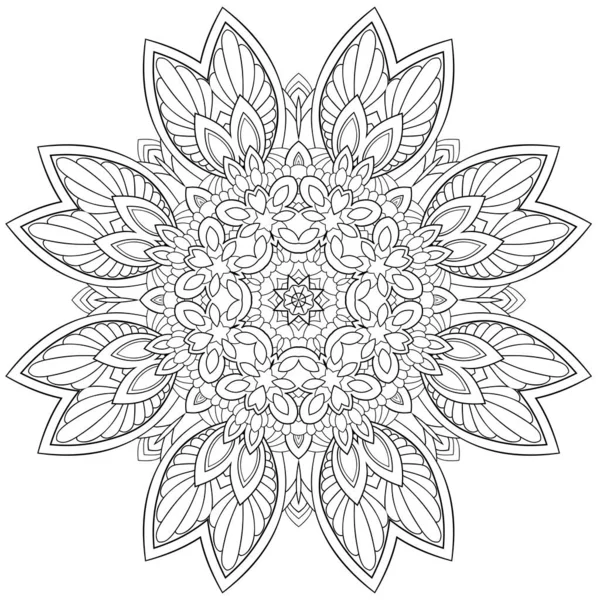 Mandala Decorativa Com Padrões Florais Sobre Fundo Isolado Branco Para — Vetor de Stock