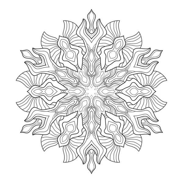 Декоративна Мандала Фантастичними Квітковими Візерунками Білому Ізольованому Тлі Розмальовок Сторінок — стоковий вектор