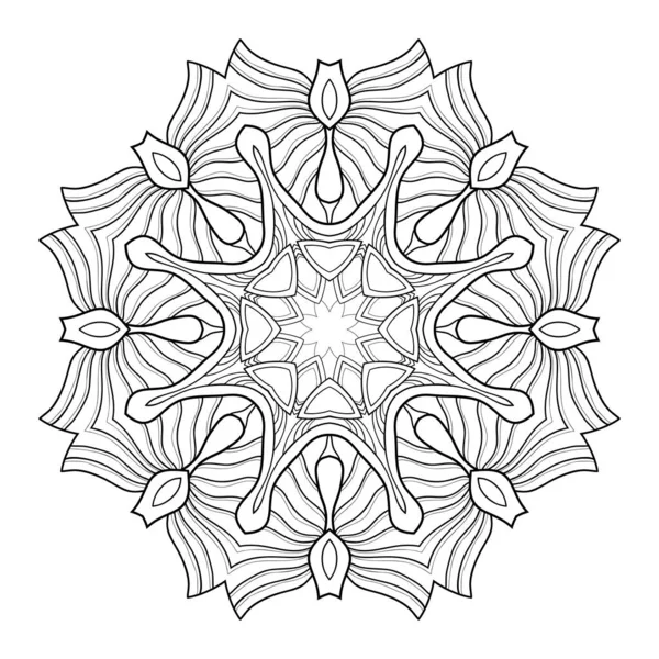 Dekoratív Mandala Csíkos Mintákkal Fehér Elszigetelt Háttérrel Színezőkönyv Oldalak — Stock Vector