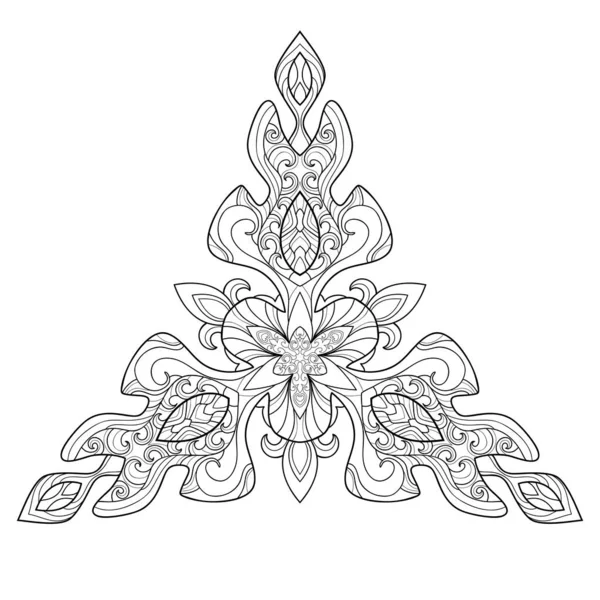 Mandala Decorativo Con Estilizados Patrones Ondulados Florales Sobre Fondo Blanco — Vector de stock