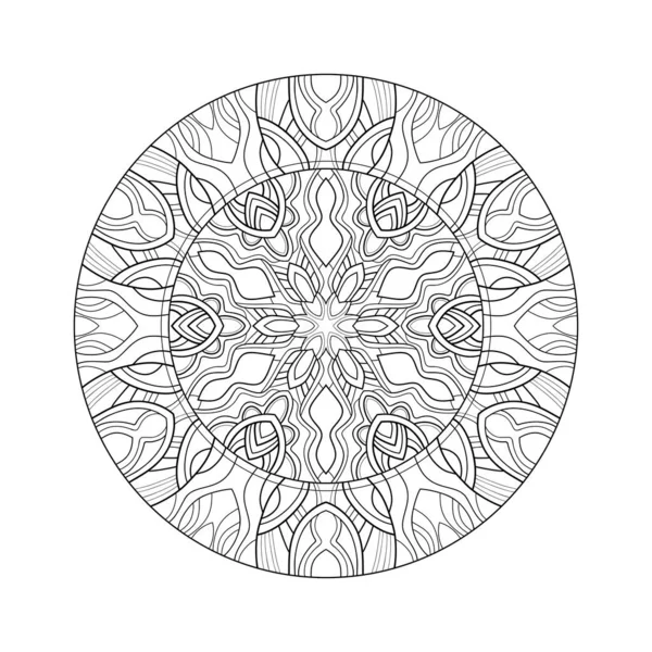 Dekoratív Kerek Mandala Virágmintás Fehér Elszigetelt Háttérrel Színezőkönyv Oldalak — Stock Vector