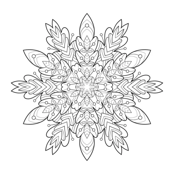 Декоративная Мандала Цветочными Узорами Листьями Круглыми Фигурами Белом Изолированном Фоне — стоковый вектор