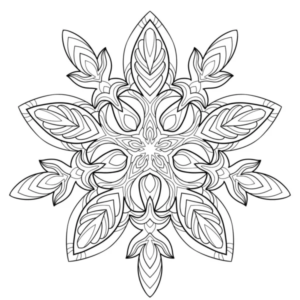 Mandala Décoratif Aux Motifs Floraux Doux Sur Fond Blanc Isolé — Image vectorielle