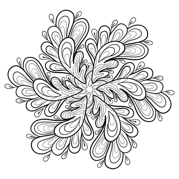 Mandala Decorativo Doodle Con Fantasie Floreali Uno Sfondo Bianco Isolato — Vettoriale Stock