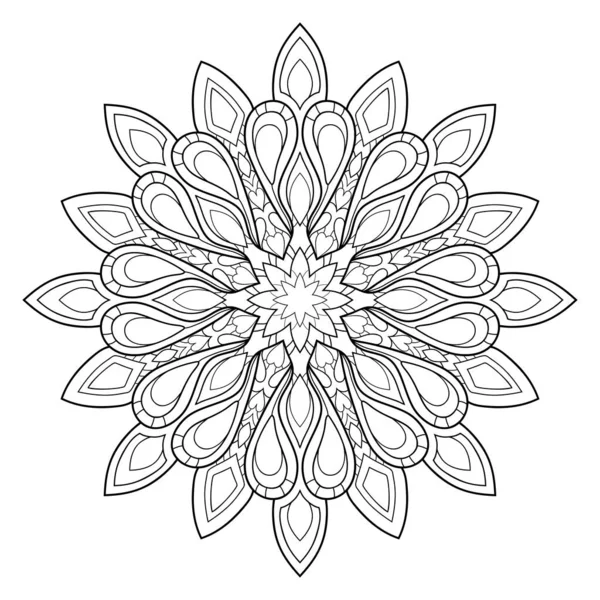 Mandala Doodle Simples Com Padrões Florais Cardíacos Fundo Isolado Branco — Vetor de Stock