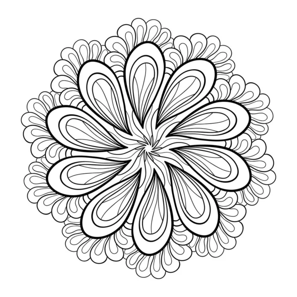 Doodle Μαντάλα Floral Σχέδια Ένα Λευκό Απομονωμένο Φόντο Για Χρωματισμό — Διανυσματικό Αρχείο