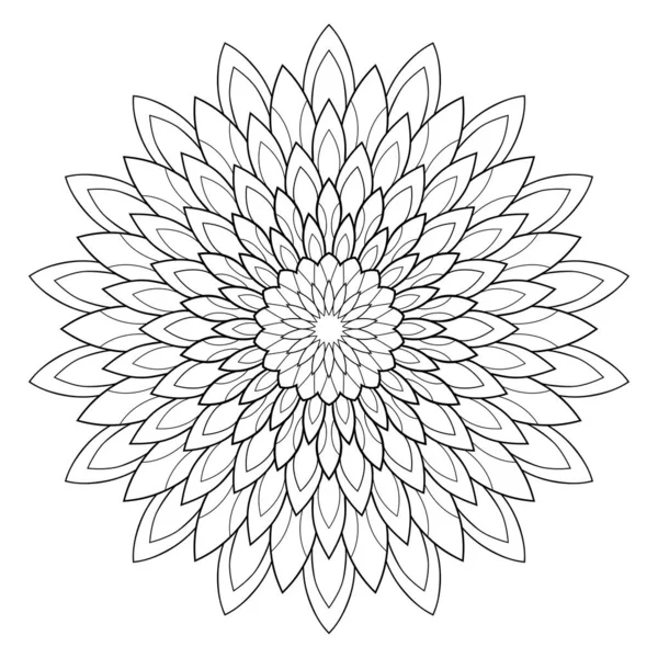 Mandala Simples Decorativa Com Padrões Florais Fundo Isolado Branco Para — Vetor de Stock
