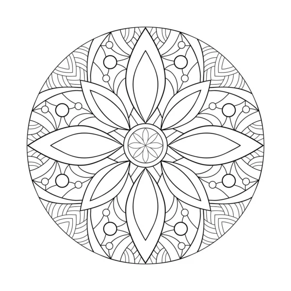 Mandala Decorativo Con Motivi Floreali Rotondi Uno Sfondo Bianco Isolato — Vettoriale Stock