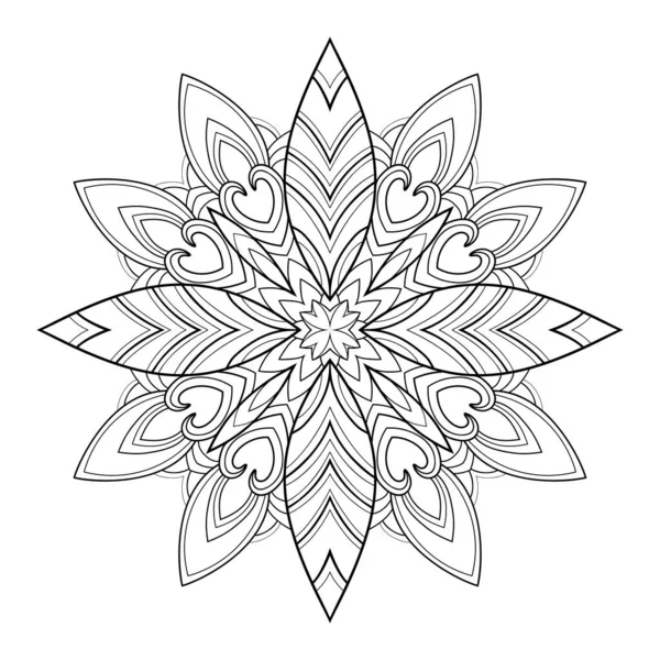 Mandala Decorativa Com Padrões Listrados Fundo Isolado Branco Para Colorir — Vetor de Stock