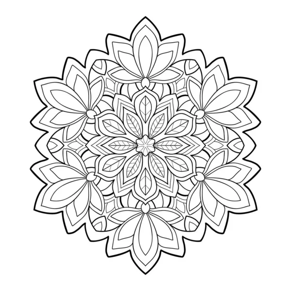 Nilüfer çiçekli dekoratif mandala ve beyaz izole arkaplanda çiçek desenleri. Boyama kitabı sayfaları için.