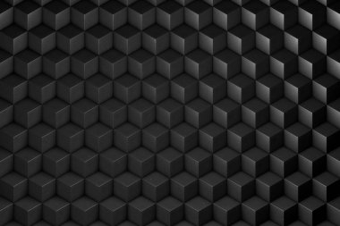 Beyaz ışıkta uzanan birçok hacimsel küp / pentahedron içeren 3D soyut minimalist doku. Animasyon. Mobil briket duvar